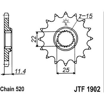 Řetězová sada pro motocykl Řetězové kolečko JT JTF 1902-14 14 zubů, 520