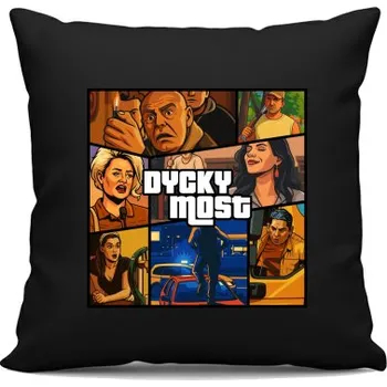 Žertovný předmět Dycky Most - černý polštář s potiskem pro fanoušky seriálu Most!- Tričkový.cz