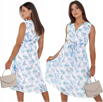 Dámské šaty KLASICKÉ ŠATY MIDI ŠATY S PÁSKEM EY2499 - S