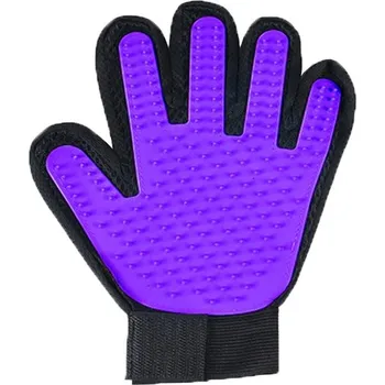 Péče o srst a drápky Rukavice na srst pro kočky a psy | kartáč - Levá fialová