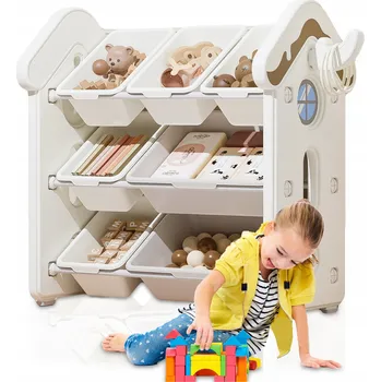 úložný prostor na hračky DĚTSKÝ REGÁL DOMEČEK NA HRAČKY KNIHY ORGANIZÉR 68x70x40 cm