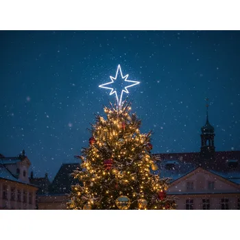 Vánoční světelná dekorace 2D Vánoční Hvězda na špičku stromu, 100 cm Barva: Studená bílá