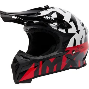 Helma na motorku IMX FMX-02 BLACK/WHITE/FLO RED/GREY GLOSS GRAPHIC helma S