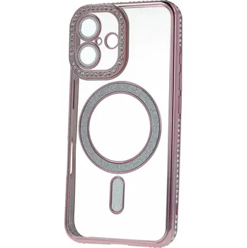 Pouzdro na mobilní telefon Zadní kryt Bling Magsafe pro iPhone 16 růžový