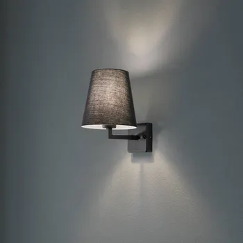 Lampička Opviq Nástěnné světlo Profil, černé, kov/látka, výška 30 cm - Stínidlo na lampu - Ø 18 cm, 18 cm; nástěnná montážní krabice - výška 10 cm, šířka 10 cm, hloubka 2 cm černý 1 x 15 W LED - Doprava zdarma