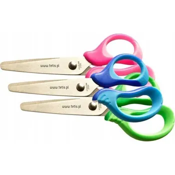 Kancelářské nůžky Školní nůžky se zaoblenou špičkou, kancelářské nůžky na papír Tetis, nůžky pro děti do školy, 13 cm