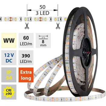 LED páska MCLED LED pásek SMD2835 WW, 60LED/m, 4,8W/m, DC 12V, 360lm/m, CRI90, IP54, 8mm, 5m