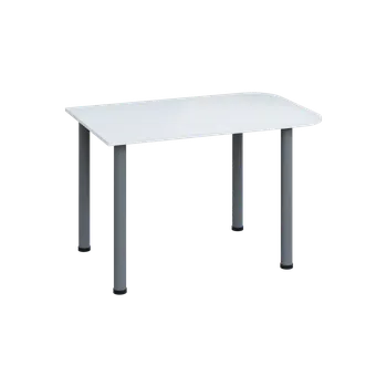 Stolová podnož EJH 1 - 120 přístavba jednací, kovová podnož stříbrná, deska 18 mm, bílá