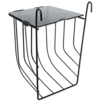 krmítko na seno Závěsné černé kovové jesličky na seno s víkem 13 × 18 × 12 cm