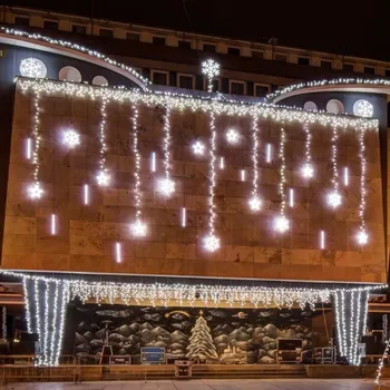 LED páska DECOLED LED jégcsap lámpák, 3×0,5 m, jeges fehér, 114 dióda, IP67, fekete kábel