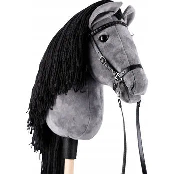 Hobby horsing A3 HOBBY HORSE ŠEDÝ + řasy, ŠEDÝ SIWEK + řasy koník na tyči