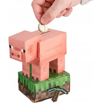 Pokladnička PRASIČKO MINECRAFT - POKLADNIČKA K VLASTNÍMU SESTAVENÍ Z PAPÍRU