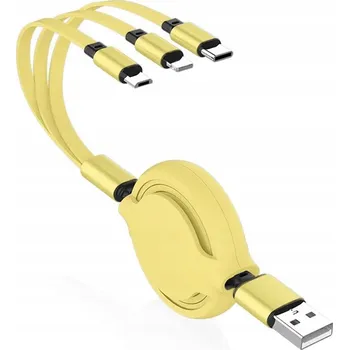 Datový kabel Kabel CaseON USB - USB typ C / microUSB / Lightning 1 m žlutý