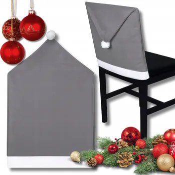 Potah na židli Vánoční potah na židli - ČEPICE MIKULÁŠE - Šedá (Žádná Čína)