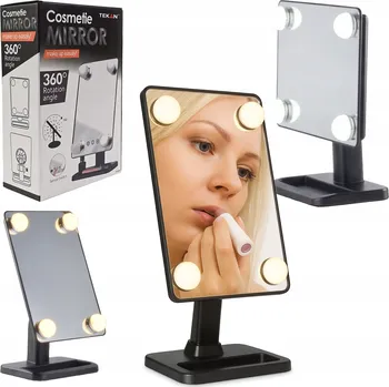 Kosmetické zrcátko KOSMETICKÉ ZRCÁTKO S LED OSVĚTLENÍM 4x LED KOULE PRO MAKE-UP, NAPÁJENÍ BATERIE NEBO USB