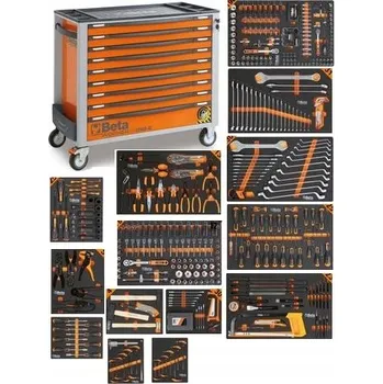 Dílenský vozík na nářadí s 9 zásuvkami BETA BW2400S/XLO9/E-XL + sada 487 kusů nářadí