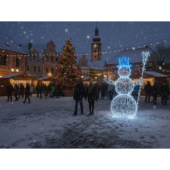Vánoční světelná dekorace 3D LED Sněhulák 230 cm