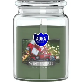 Svíčka Parafínová vonná svíčka Zimní stromeček Aura 1 ks