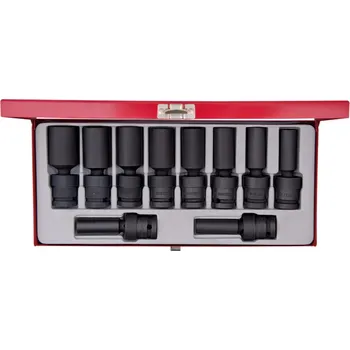Gola sada Sada rázových prodloužených kloubovýc nástrčných hlavic King Tony 1/2 CrMo 6 hran, 10 - 24 mm 4440MP