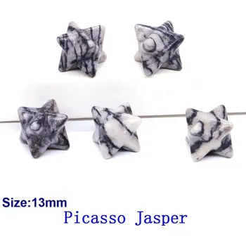 Křišťálová merkaba hvězda 13mm | dekorace | minerální kámen - Picasso Jasper , 5 KS