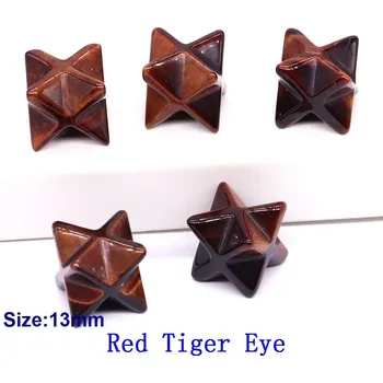 Křišťálová merkaba hvězda 13mm | dekorace | minerální kámen - Červené tygří oko , 10 KS