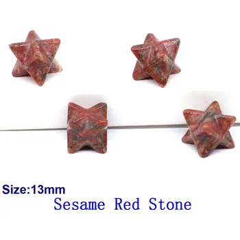Přírodní kámen Křišťálová merkaba hvězda 13mm | dekorace | minerální kámen - Sezamový červený kámen , 10 KS