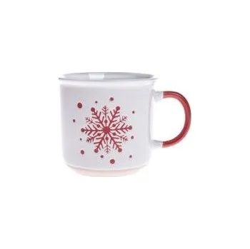 Stolování Hrnek 450ml BÍLÝ, ČERVENÁ VLOČKA, keramika