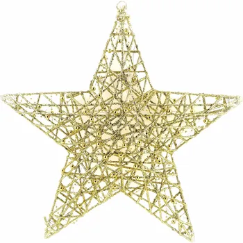 Vánoční dekorace LED vánoční závěsná hvězda SANTA LILA I 45 cm zlatá