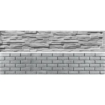 Plot Betonová deska plotová PREMIUM, oboustranná – 200 x 40 cm štípaný kámen a cihličky - šedý