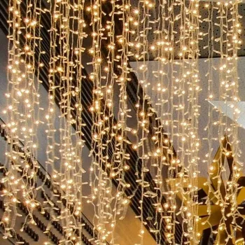 LED páska DECOLED Interiérová LED světelná záclona, teple bílá, transparentní kabel, 1x1,5 m, 150 diod