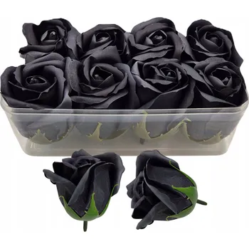 umělá květina Černé mýdlové růže Dárek Květiny v krabičce Flower Box Hlavička Umělé Květiny Balení 8 ks
