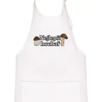 Kuchyňská zástěra Nejlepší houbař - nápis s houbama - Dětská zástěra na vaření - Univerzální velikost ( Bílá )