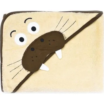 SENSILLO Dětská osuška 100x100cm, froté bavlna, Mrož, béžová, 100x100