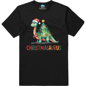 Pánské tričko Pánské tričko Vánoční Dinosaurus Christmasaurus (Velikost: S, Barva: Černá)