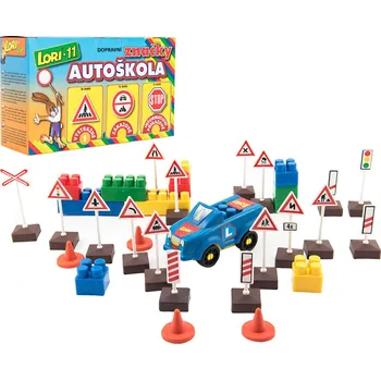 ostatní stavebnice LORI 011 Autoškola set autíčko + dopravní značky 16ks s kužely 2ks 3 druhy 11 | 30887