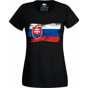 Dámské tričko Vintage Vlajka Slovenské republiky (Velikost: 4XL, Barva: Černá)