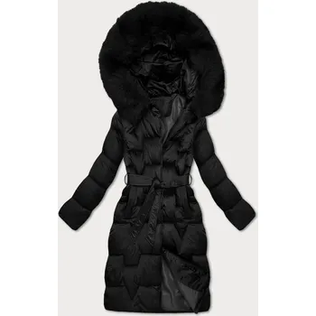 Černá dámská zimní bunda s páskem S'West (B8305-1) odstíny černé XL (42)