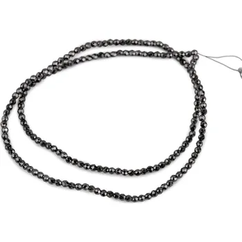 Korálek Skleněné korálky broušené ohňovky 2 mm metalické, na drátku, malé, 6 šedá uhlová