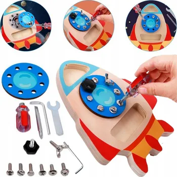 Dřevěná hračka HRAČKA MONTESSORI DŘEVĚNÁ TABULE PRO ŠROUBOVÁNÍ PRO DĚTI ROZVOJ DOVEDNOSTÍ M