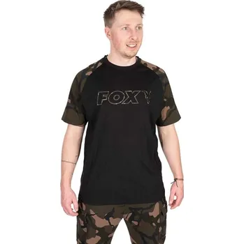 Rybářské oblečení FOX - Tričko T-Shirt Black Camo Outline vel. XL