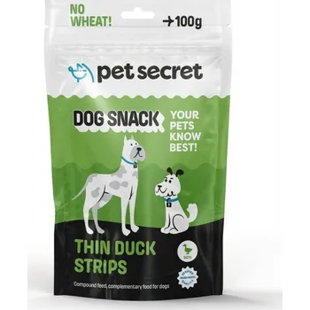 Pamlsek pro psa Tenké proužky z kachny 100g Pet Secret Psí pamlsek Měkké proužky