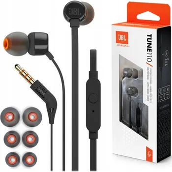 Sluchátka Drátová sluchátka JBL T110 Pure Bass špuntová s mikrofonem černá