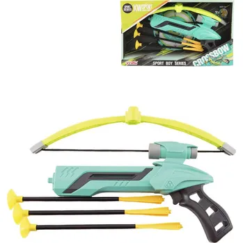 Dětská zbraň Set pistole plastová kuše s lukem 25cm + 3 soft šípy s přísavkou v krabici | 406886