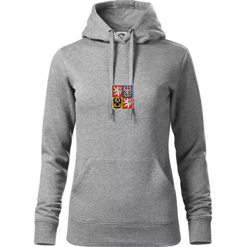Dámská mikina Velký státní znak ČR - Mikina dámská Cape s kapucí - L ( Tmavě šedý melír )