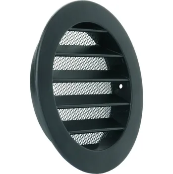Větrací mřížka DALAP AVD100 Kovová větrací mřížka s přírubou a síťkou proti hmyzu - ČERNÁ 7021, Průměr 100 mm