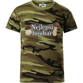 Chlapecké oblečení Nejlepší houbař - nápis s houbama - Dětské maskáčové triko - 122 cm/6 let ( Zelený maskáč )