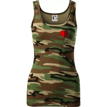 Dámské tričko Prší - Červený - Dámské Maskáčové tílko - XL ( Hnědý maskáč )