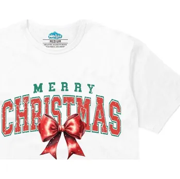 Pánské tričko Pánské tričko Vánoční mašle Merry Christmas (Velikost: S, Barva: Bílá)