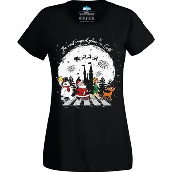 Dámské tričko Dámské tričko Vánoce na Abbey Road Beatles (Velikost: XXL, Barva: Černá)