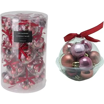 Vánoční dekorace Vánoční koule 30 mm - růžová (sada 12 ks)